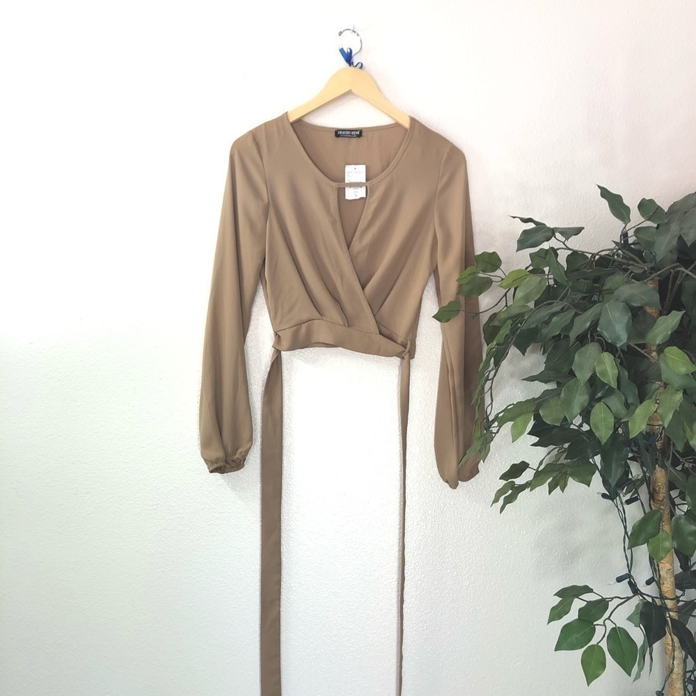 NWT Fashion Nova Brown Cut Out Tie Top